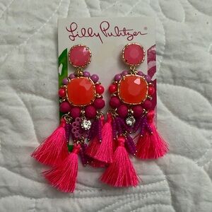 Lilly Pulitzer Kitschy Coral Tassel Earrings. So fun!